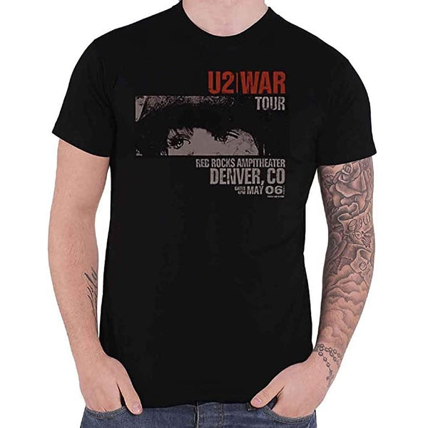 U2 Men's War Red Rocks Short Sleeve T-Shirt, Black,