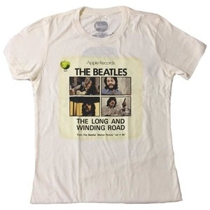 Beatles Long And Winding Road Juniors T-shirt, Cream (Large)
