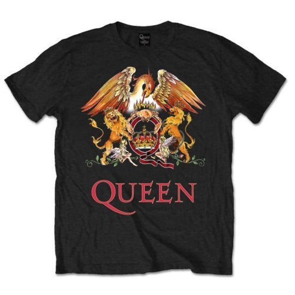 Queen Classic Crest Men's T-shirt, Black (X-Large)