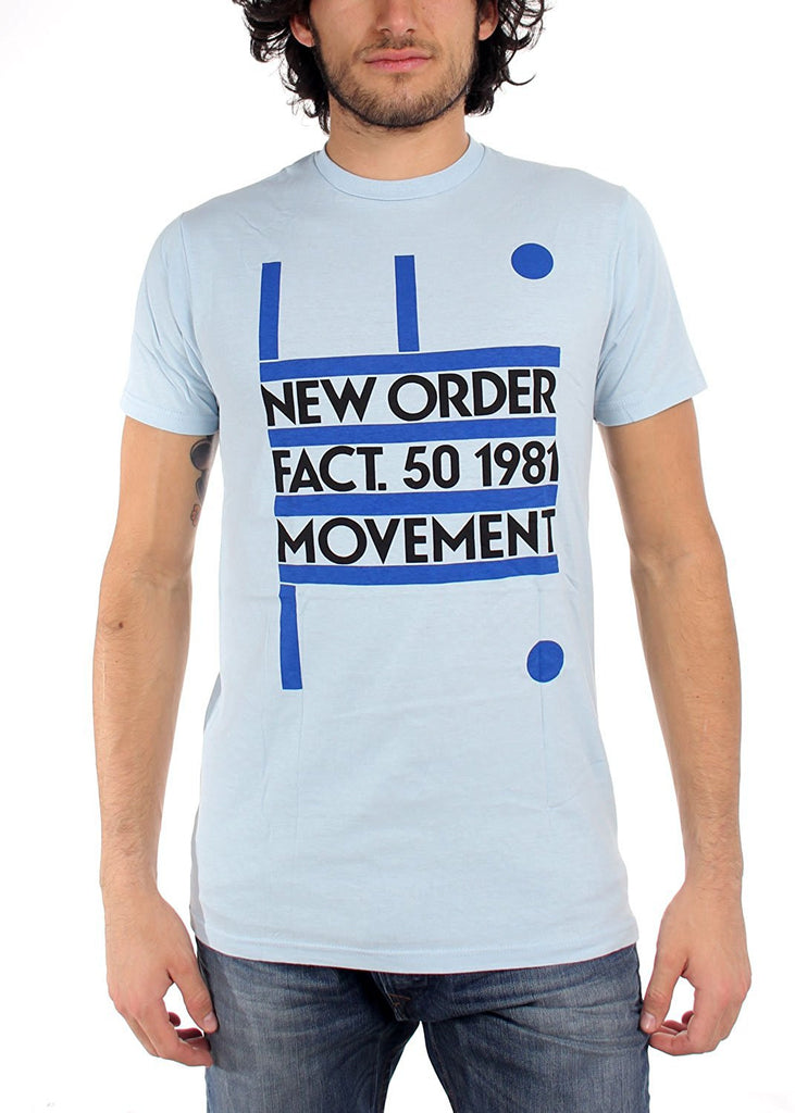 New Order Fact 50 1981 Movement Men's Slimfit T-shirt, Blue (X-Large)