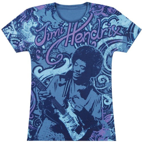 Jimi Hendrix - Laid Back All-Over Juniors T-Shirt Large Purple