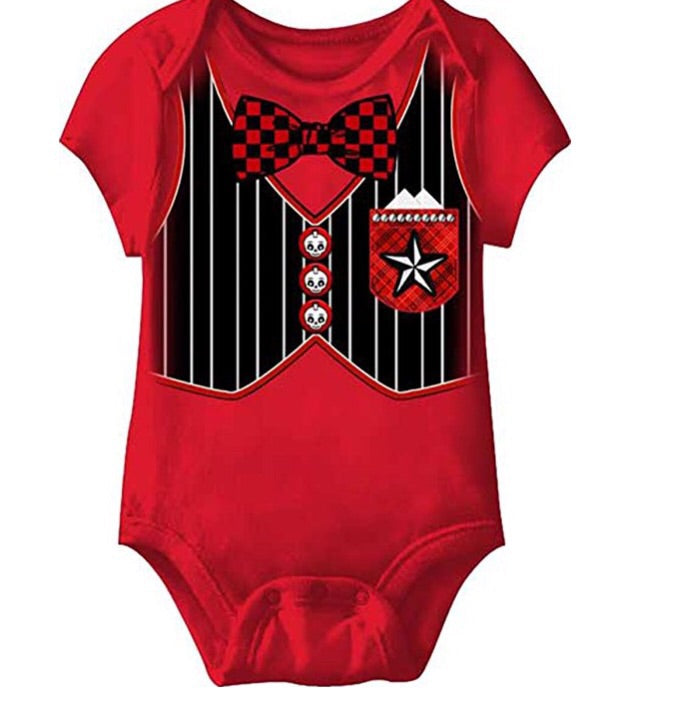 Mexican Tuxedo Day Of The Dead Red Romper, 12 Months