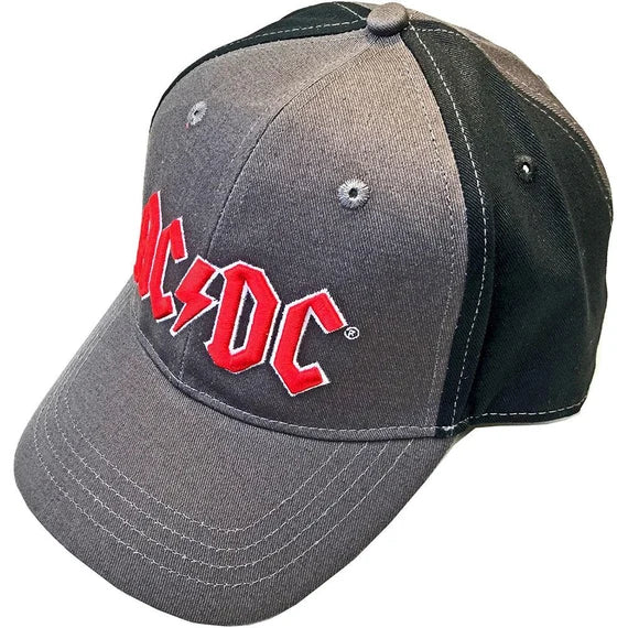 AC/DC Unisex Baseball Cap: Red Logo (2 Tone) Men's Black / Grey Embroidered Hat
