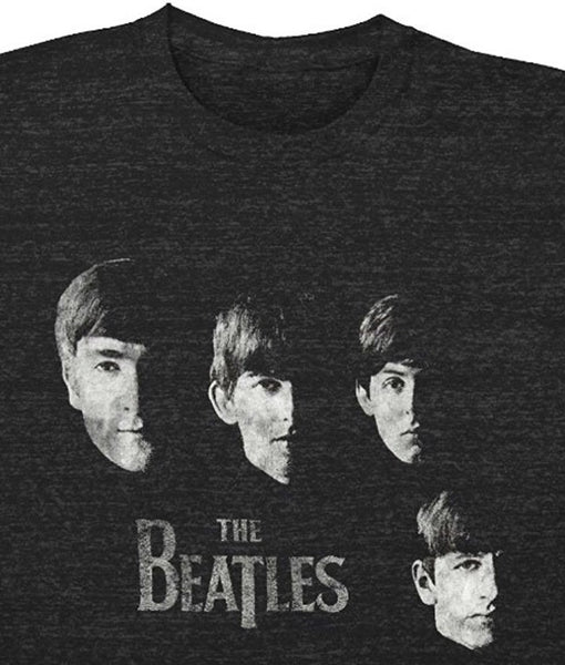 Beatles Men's Faces Charcoal Slim Fit T-shirt, Heather Grey